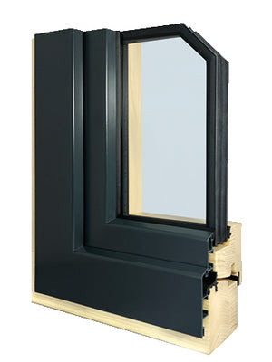 Holzfenster Querschnitt aus 3 Glass Scheiben , Schwarz